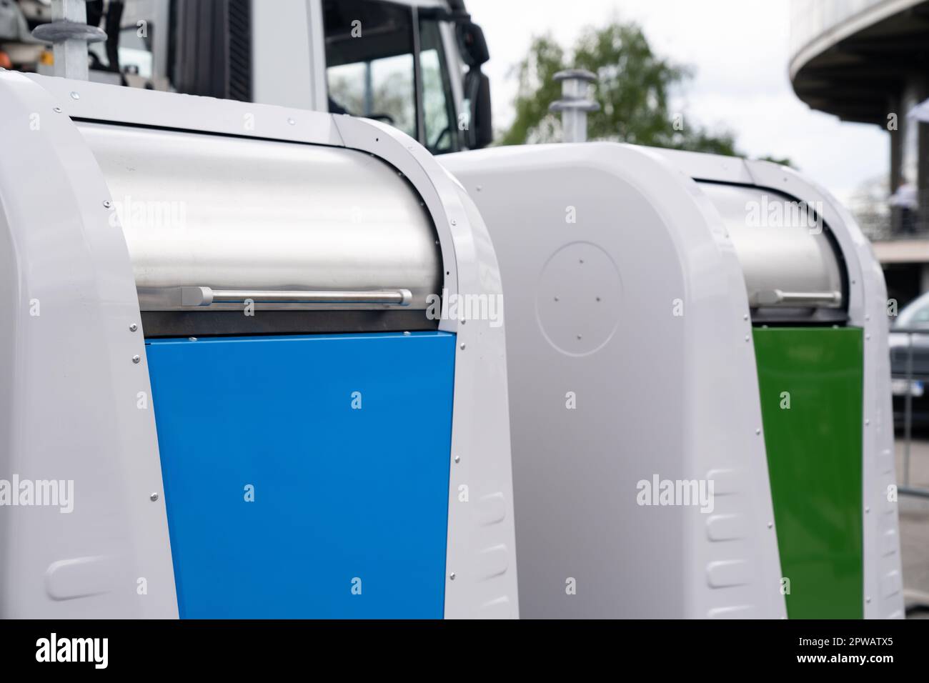 Bins for separate collection of garbage. High quality photo Stock Photo