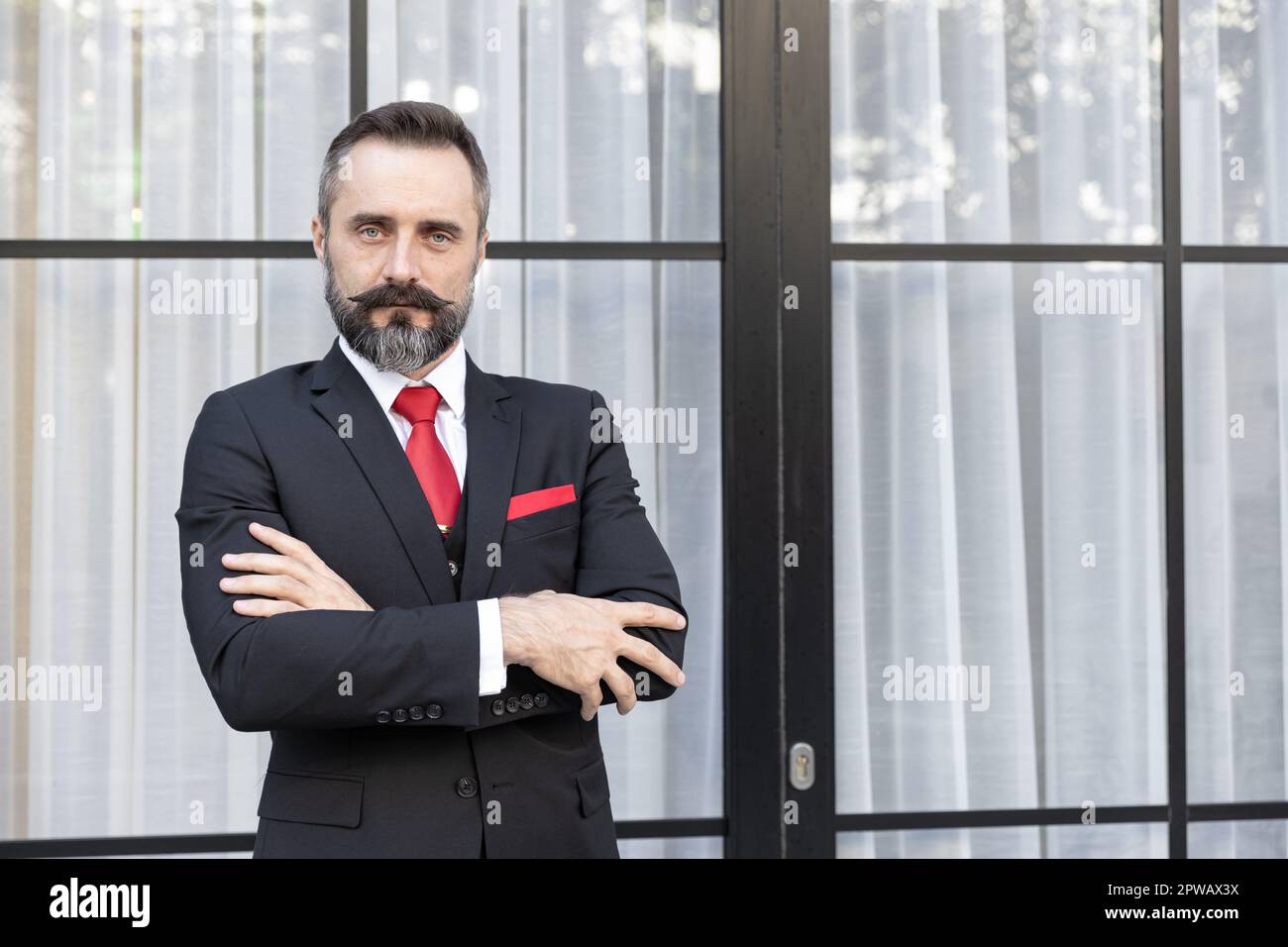 Portrait hispanic latin moustache gentlemen fashion stylish dressing