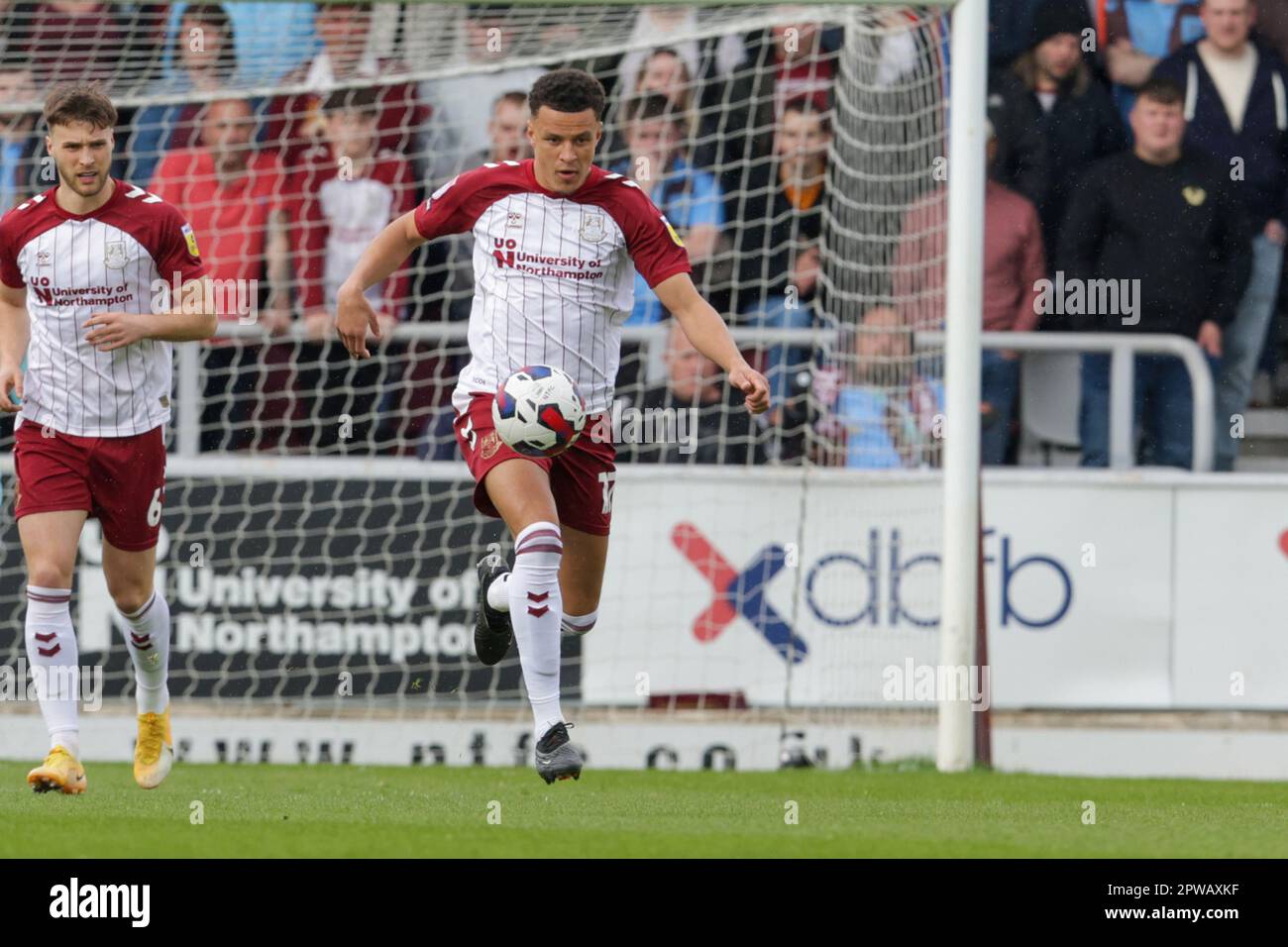 Northampton Town's Shaun McWilliams during the first half of the Sky Bet League 2 match between Northampton Town and Bradford City at the PTS Academy Stadium, Northampton on Saturday 29th April 2023. (Photo: John Cripps | MI News) Credit: MI News & Sport /Alamy Live News Stock Photo