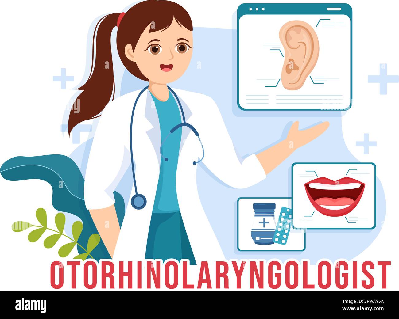 Otorhinolaryngologist Illustration with Medical Relating to the Ear