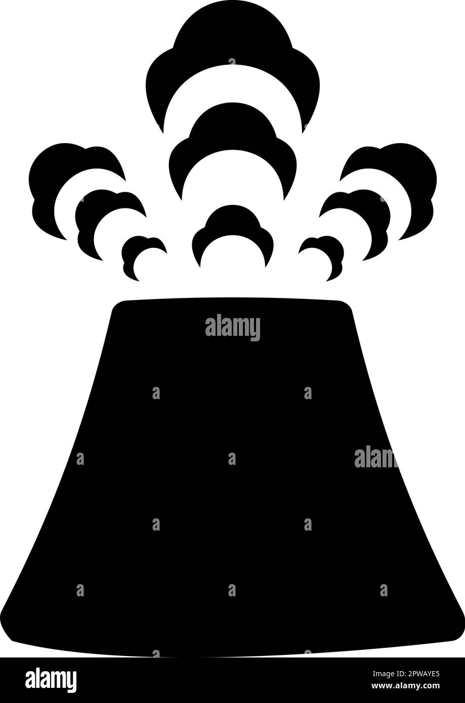 Volcano activity with smoke eruption concept natural pollution cloud problem disaster volcanic mountain landscape erupt dust earthquake catastrophe icon black color vector illustration image flat style Stock Vector