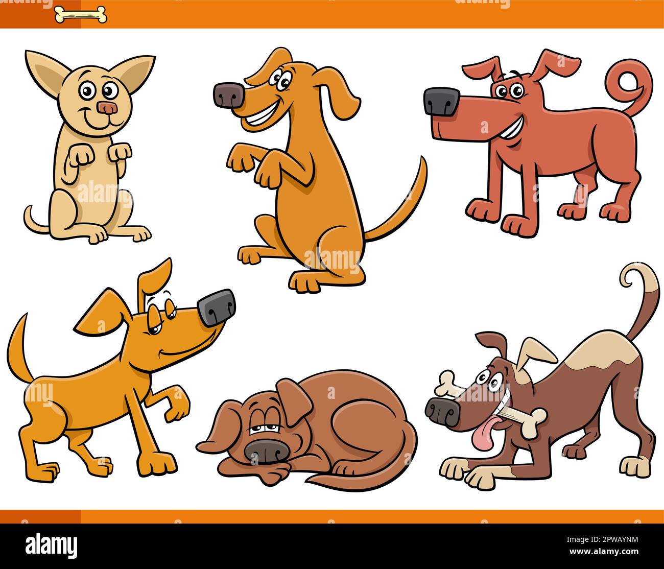 cartoon dogs and puppies comic animal characters set Stock Vector Image ...