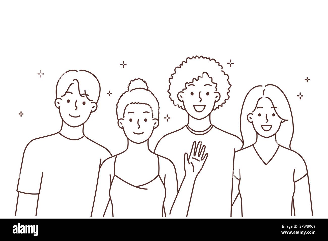 Group happy friends posing Stock Vector Images - Alamy