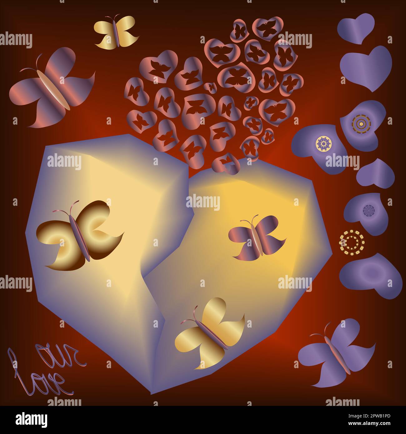 Gold heart card Stock Vector Images - Alamy
