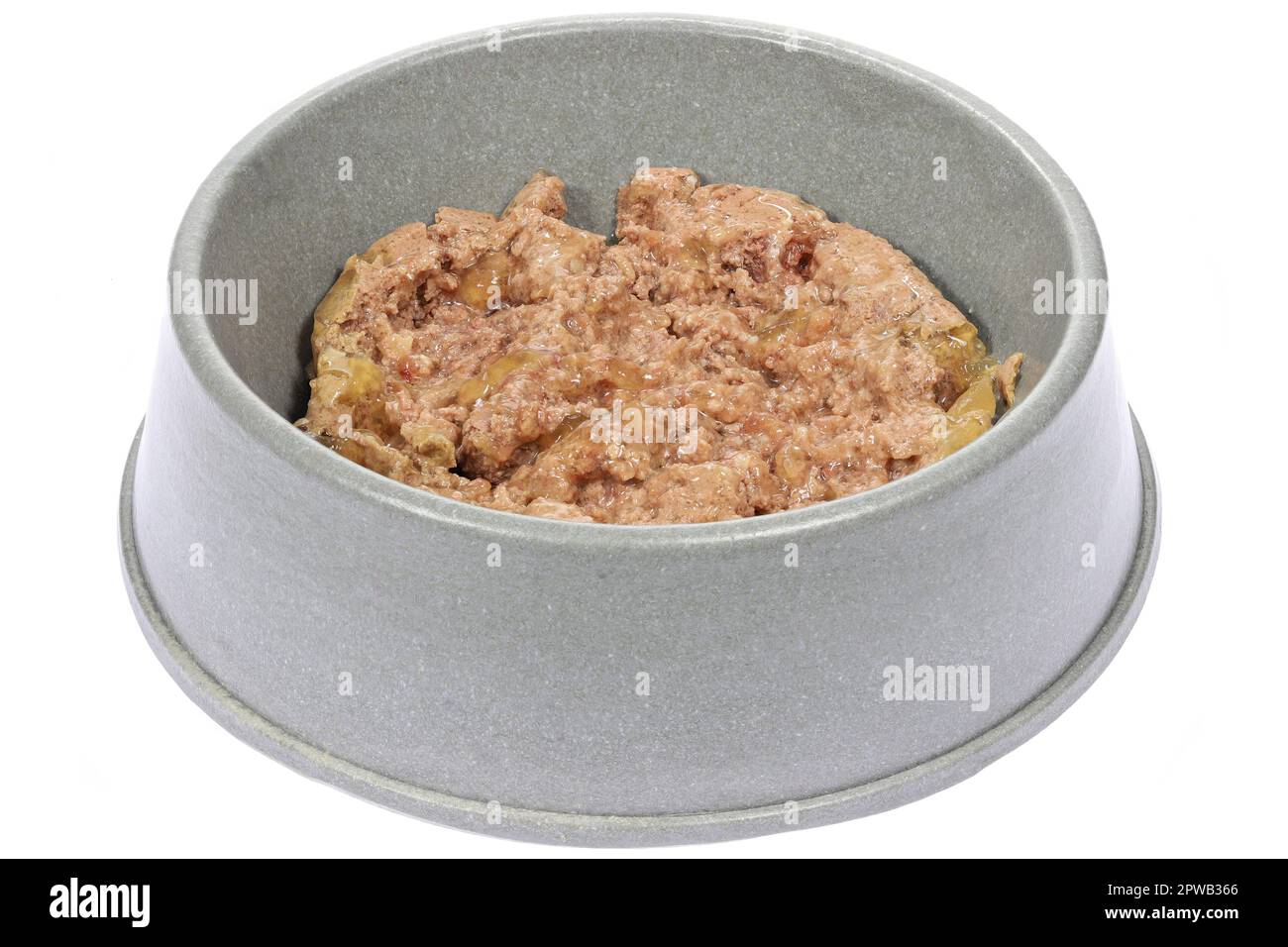 dog food in feeding bowl isolated on white background Stock Photo