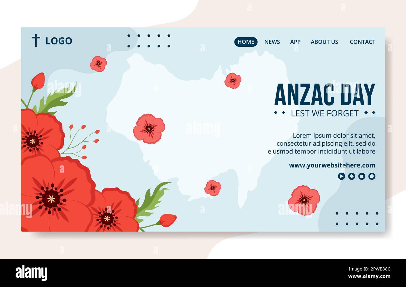 Anzac Day of Lest We Forget Social Media Landing Page Hand Drawn