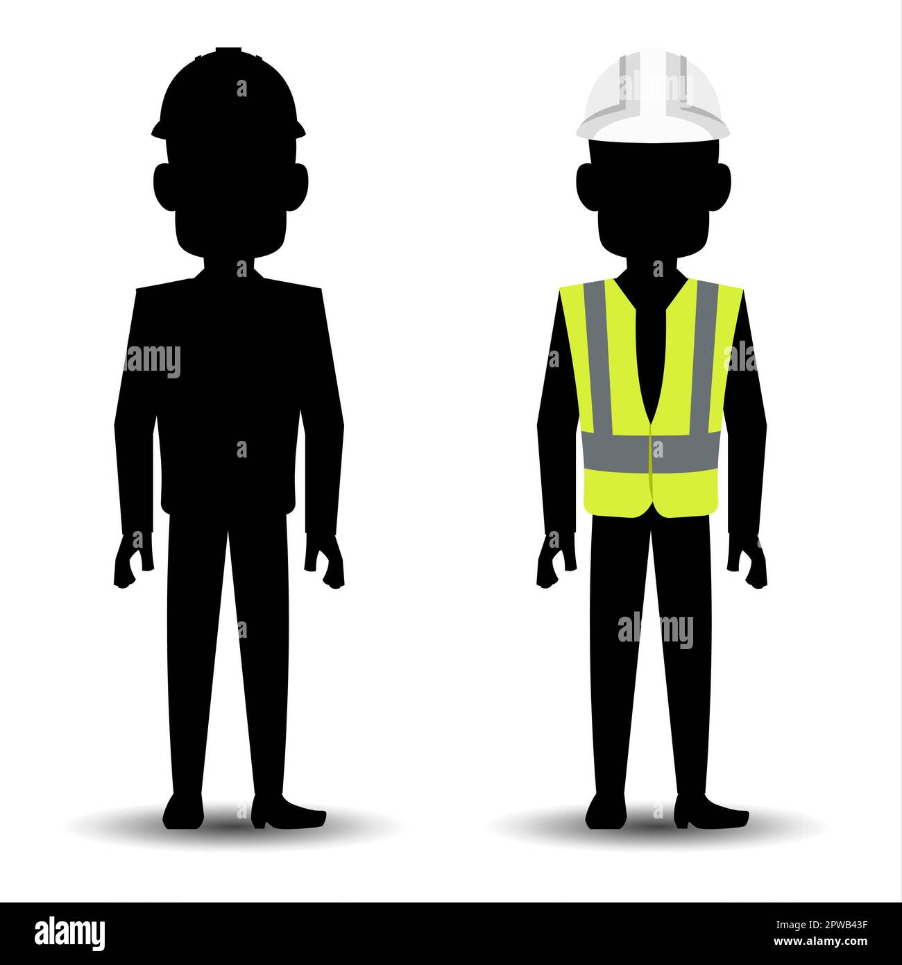 Silhouette of a construction workers Stock Photo