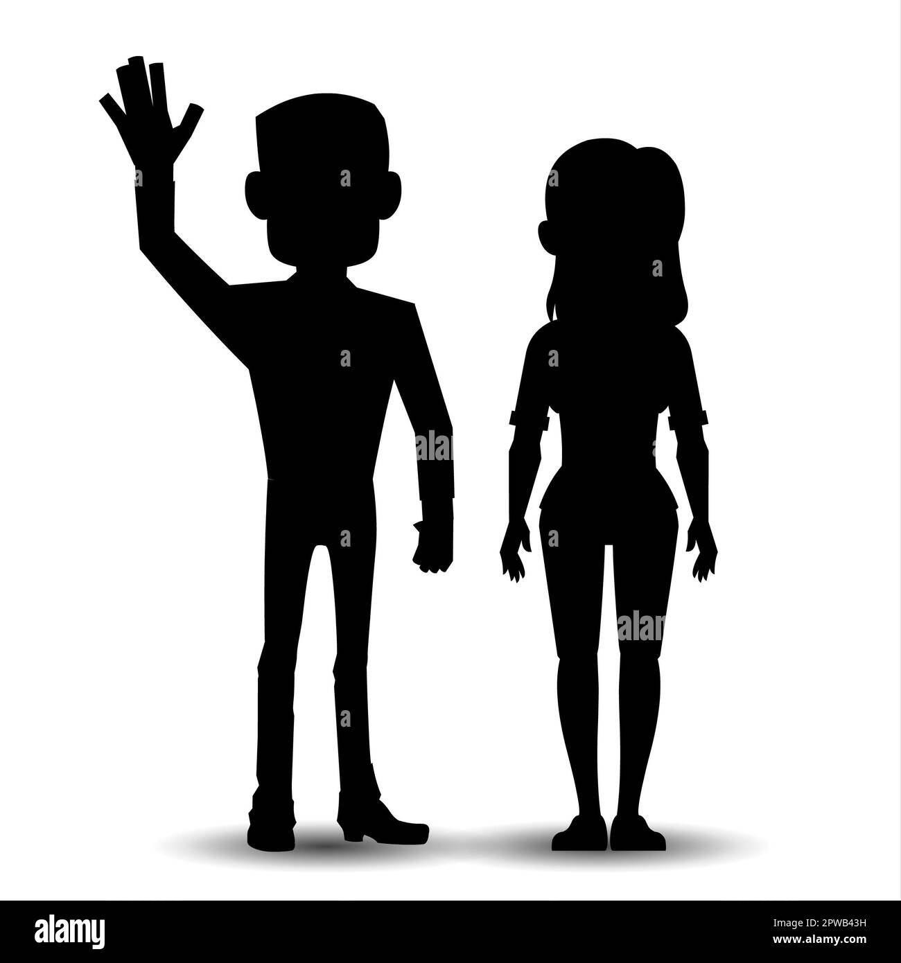 Silhouette of a man and a woman Stock Photo