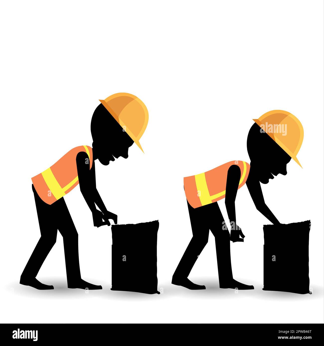 Silhouette of a construction worker Stock Photo