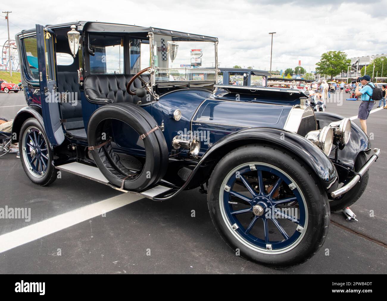 A restored 1915 Pierce Arrow automobile on display at a classic car show. Stock Photo