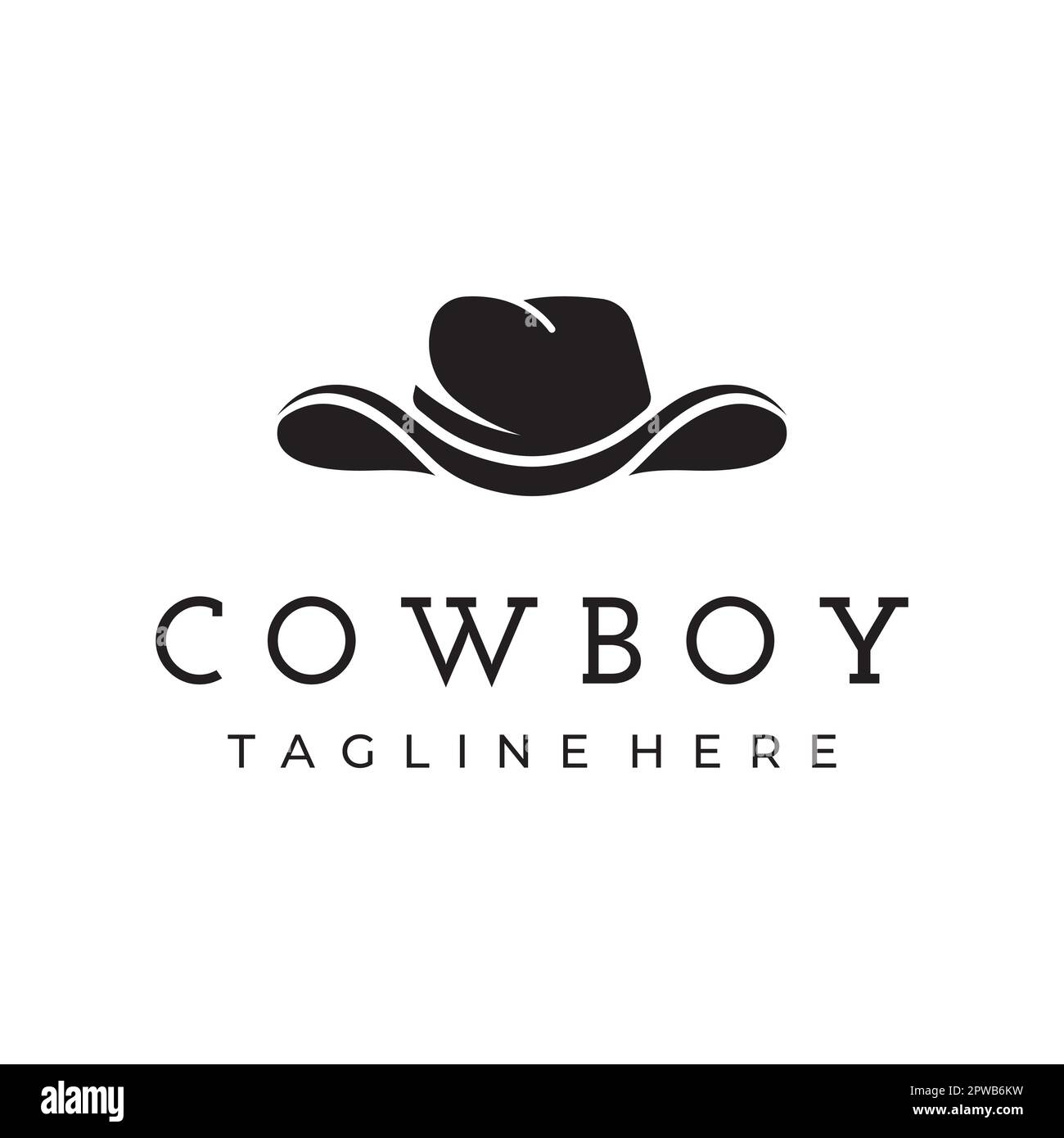 Simple silhouette cowboy hat logo template design isolated on black and ...