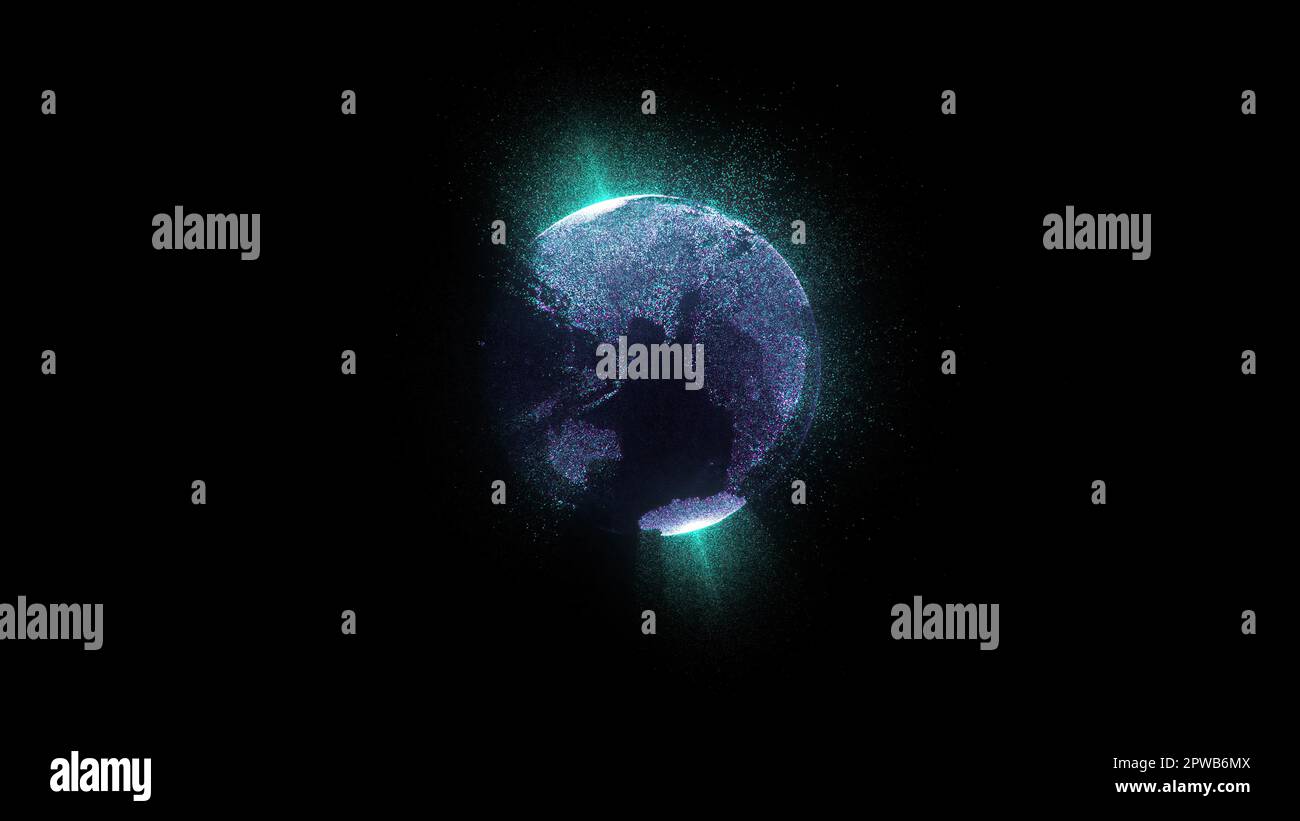 Digital Particle Earth. Computer generated 3d render Stock Photo