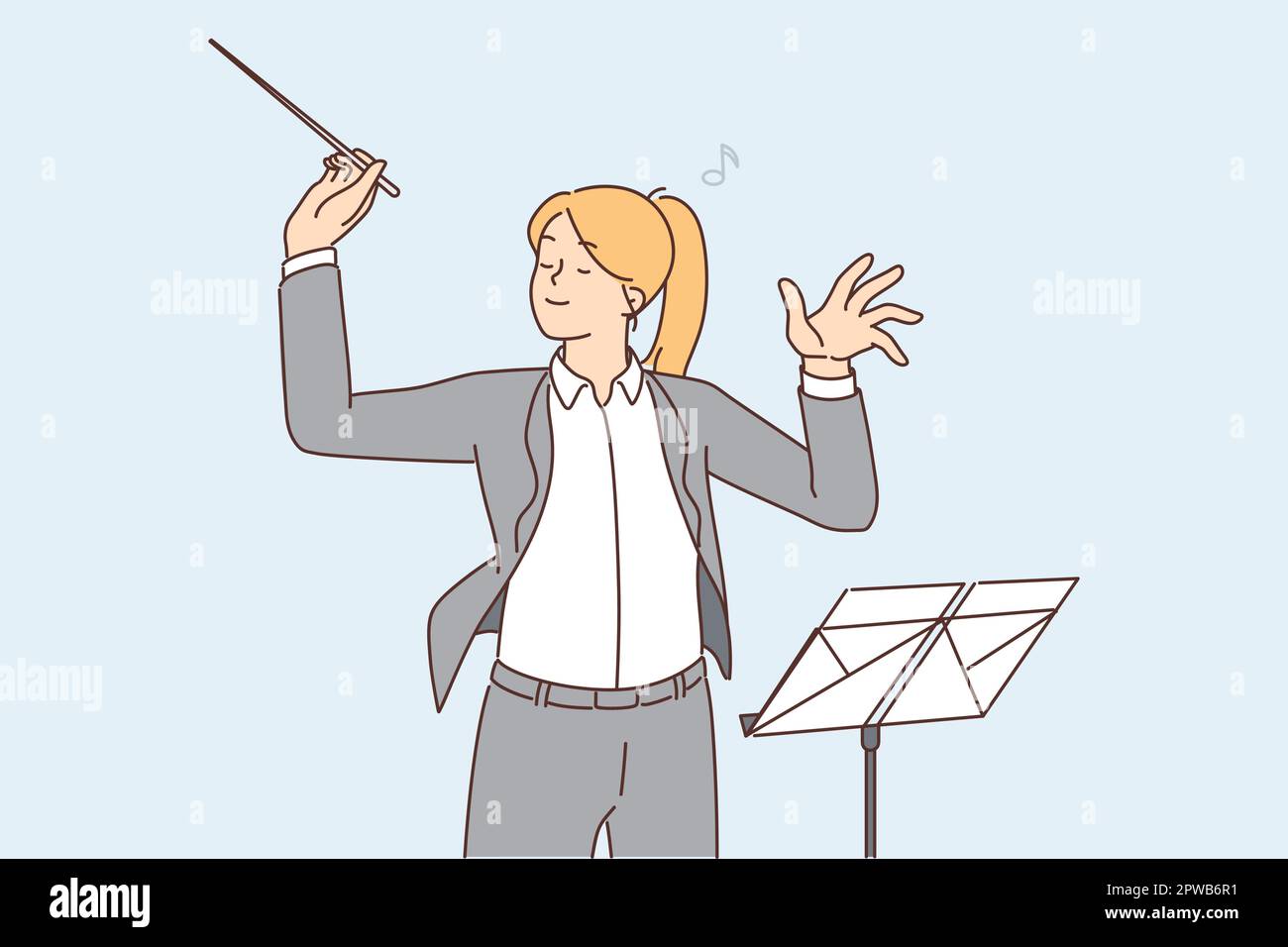 Female conductor leading orchestra Stock Vector Image & Art - Alamy