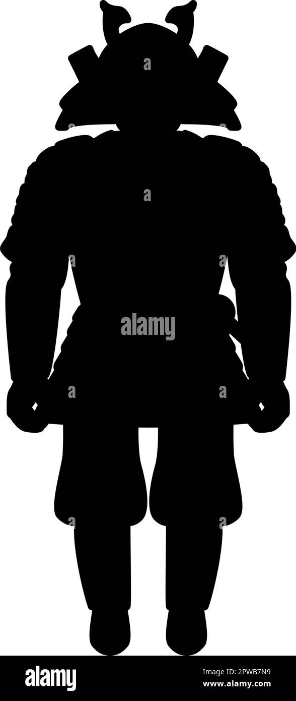 Samurai japanese war's hero silhouette warrior icon black color vector illustration image flat style Stock Vector