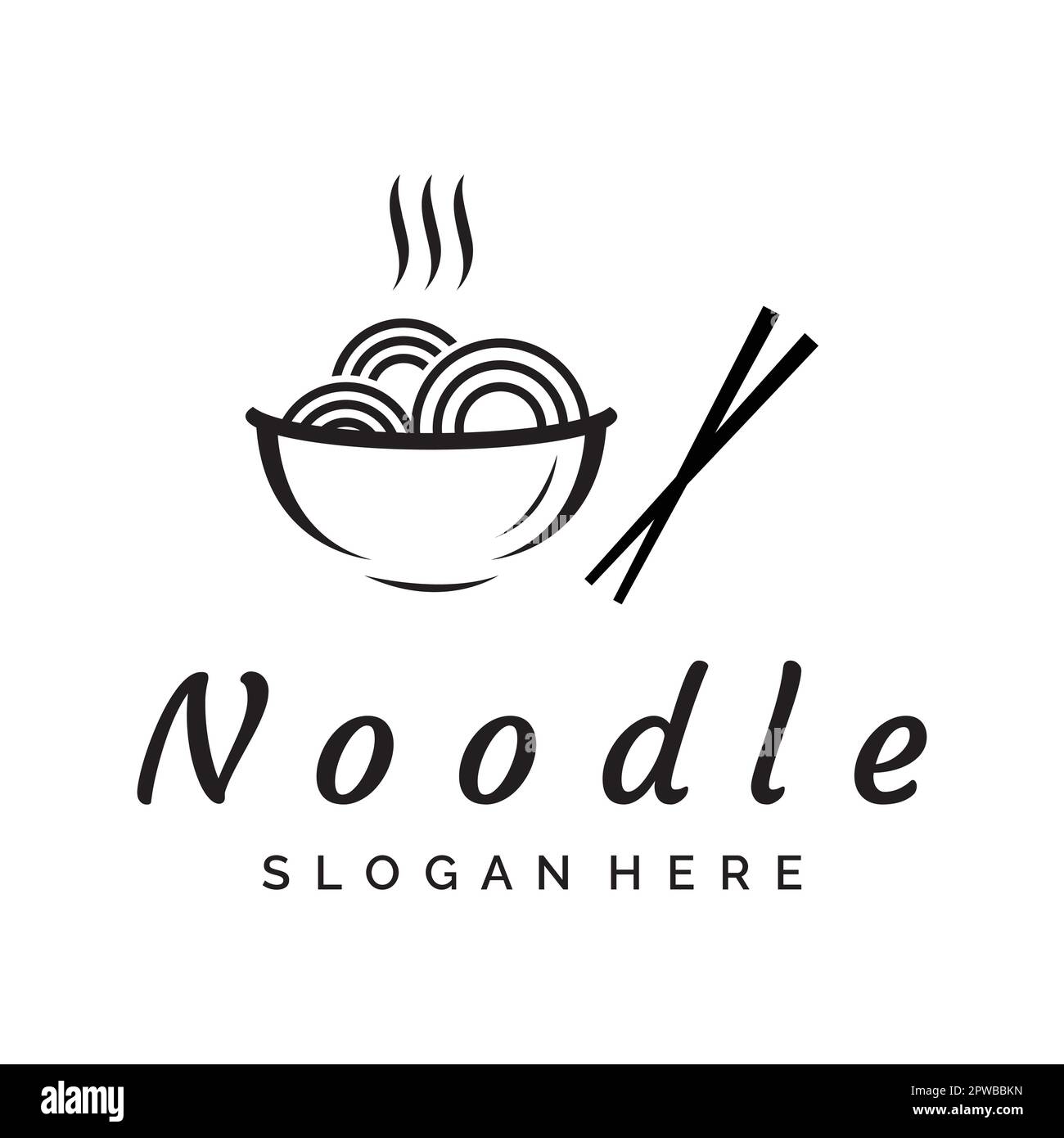 Logo design template for delicious chinese and japanese noodle soup and