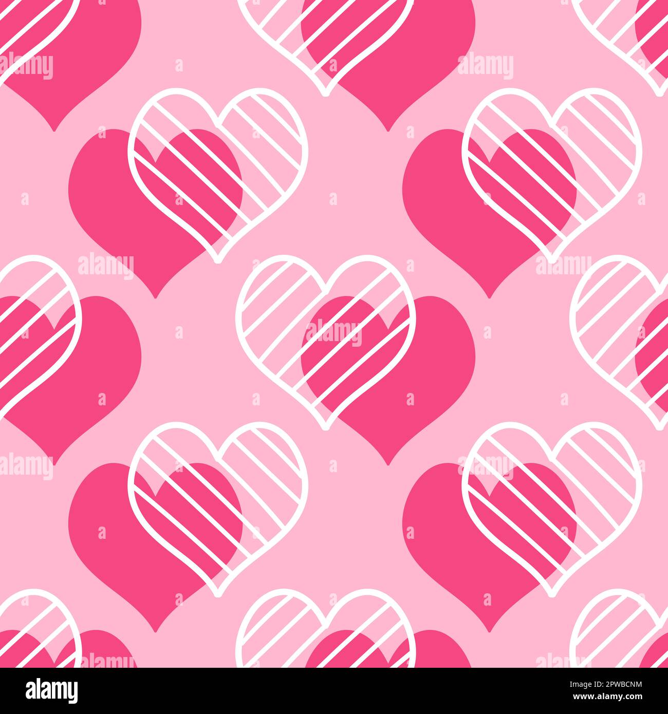 Canvas Print Cute valentines elements and words seamless pattern with pink  background 