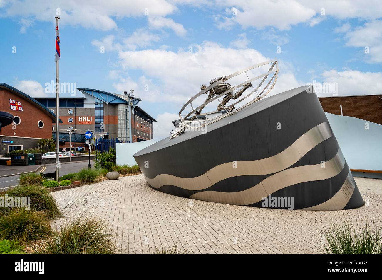 Close up of the RNLI Memorial Sculpture at RNLI Headquarters in Poole