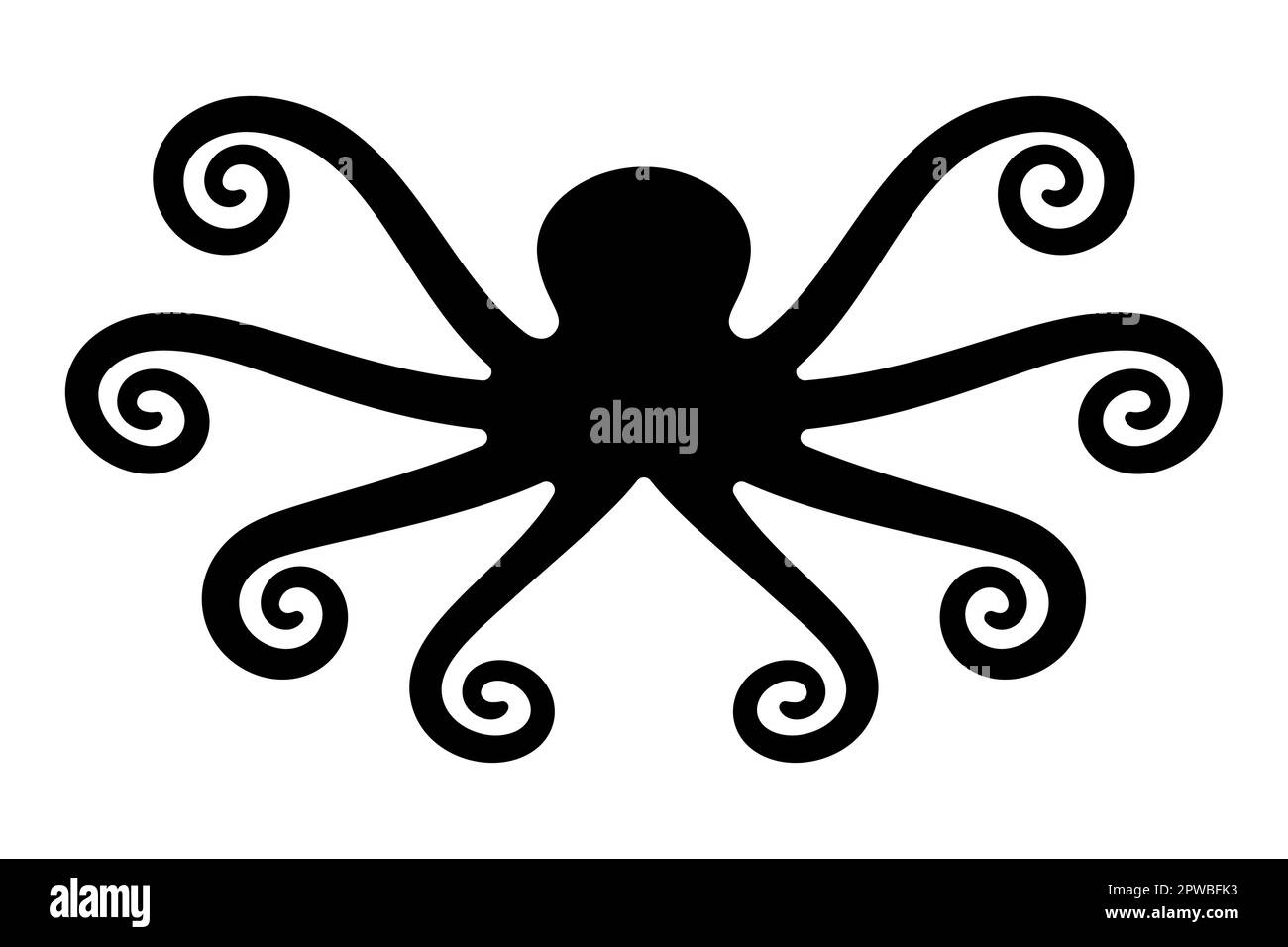 Kraken, symbol for a legendary sea monster, an octopus with 8 tentacles Stock Vector