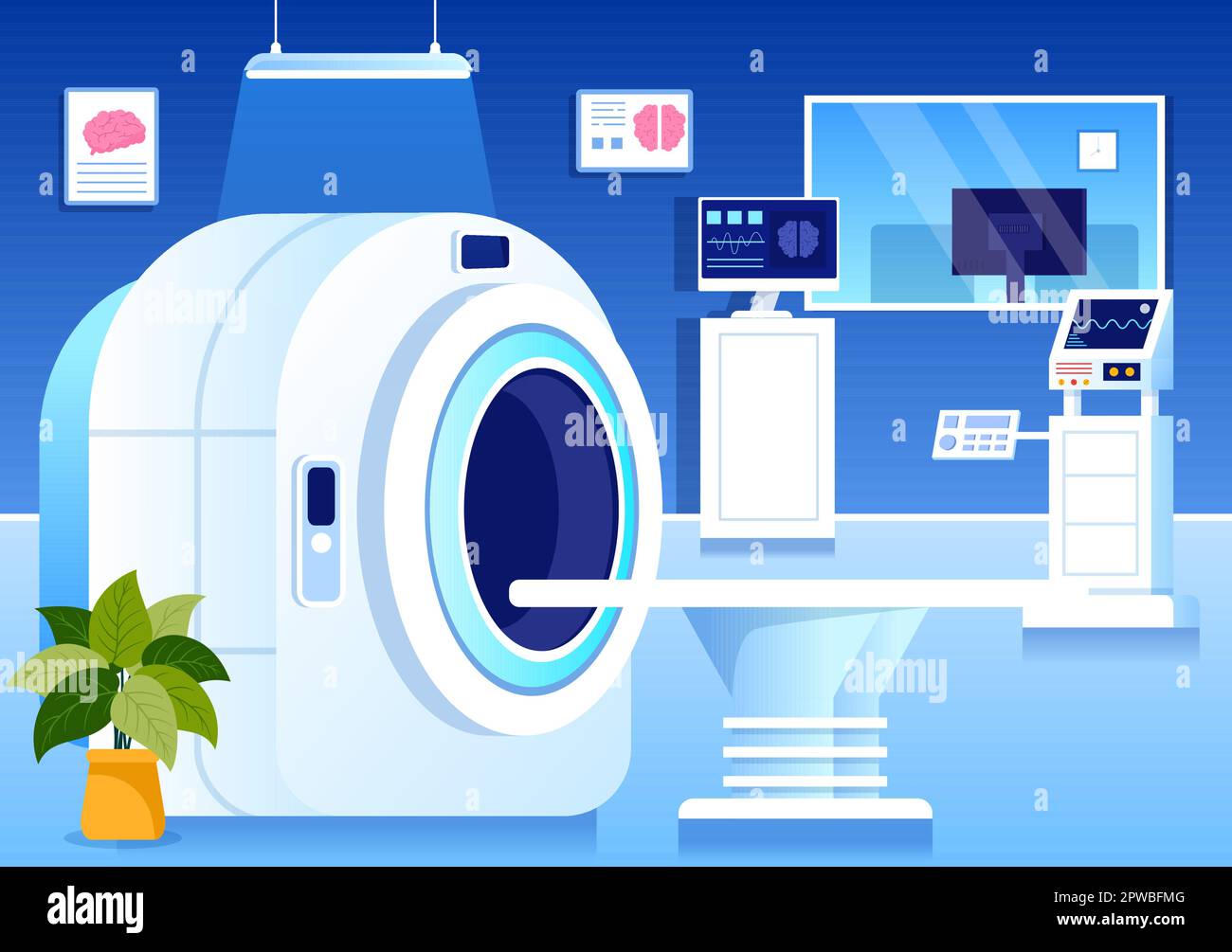 MRI or Magnetic Resonance Imaging Illustration with Doctor and Patient ...
