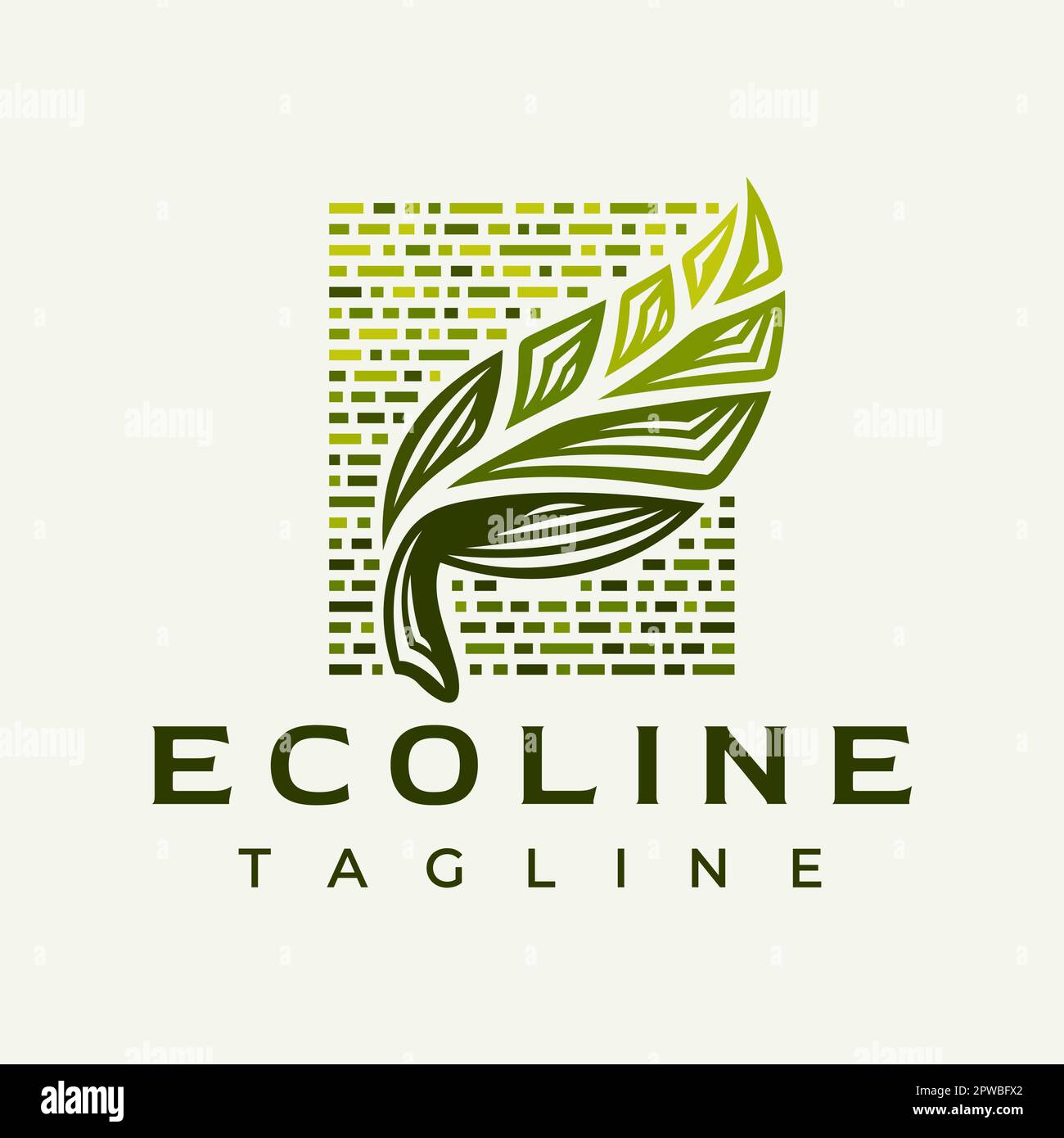 Vintage decorative line leaf logo design vector. Colorful nature plant