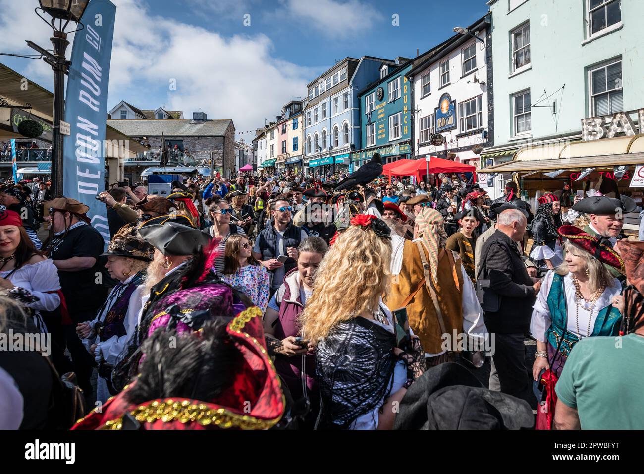 Brixham, UK. 29th Apr, 2023. Thousands of people, most dressed as pirates, enjoy the Brixham