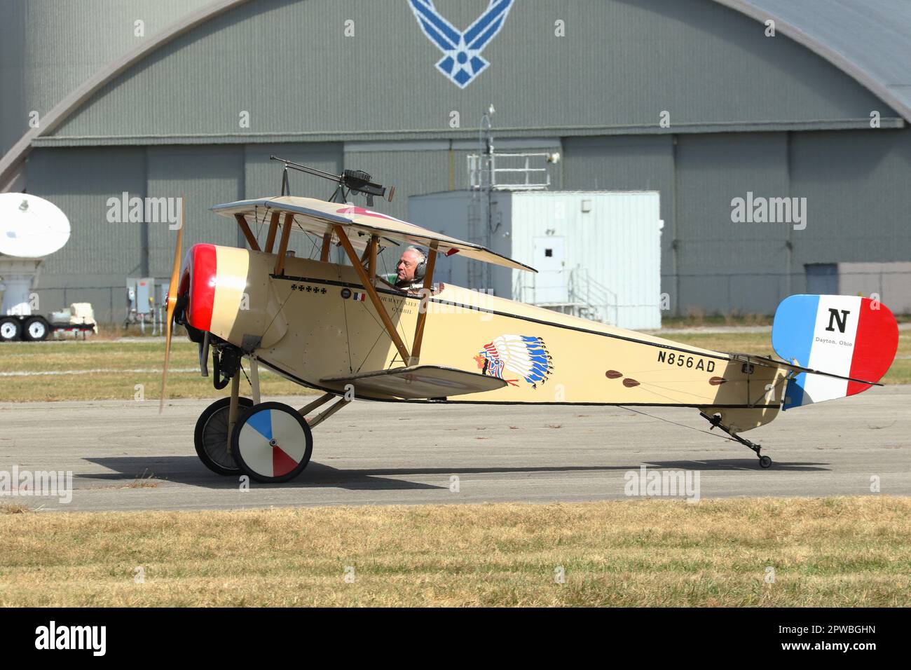 NIEUPORT C-1 replica airplane. Biplane. N856AD. 2022 Dawn Patrol Rendezvous. An event of replica World War 1 aircraft, offered by the Museum and The G Stock Photo