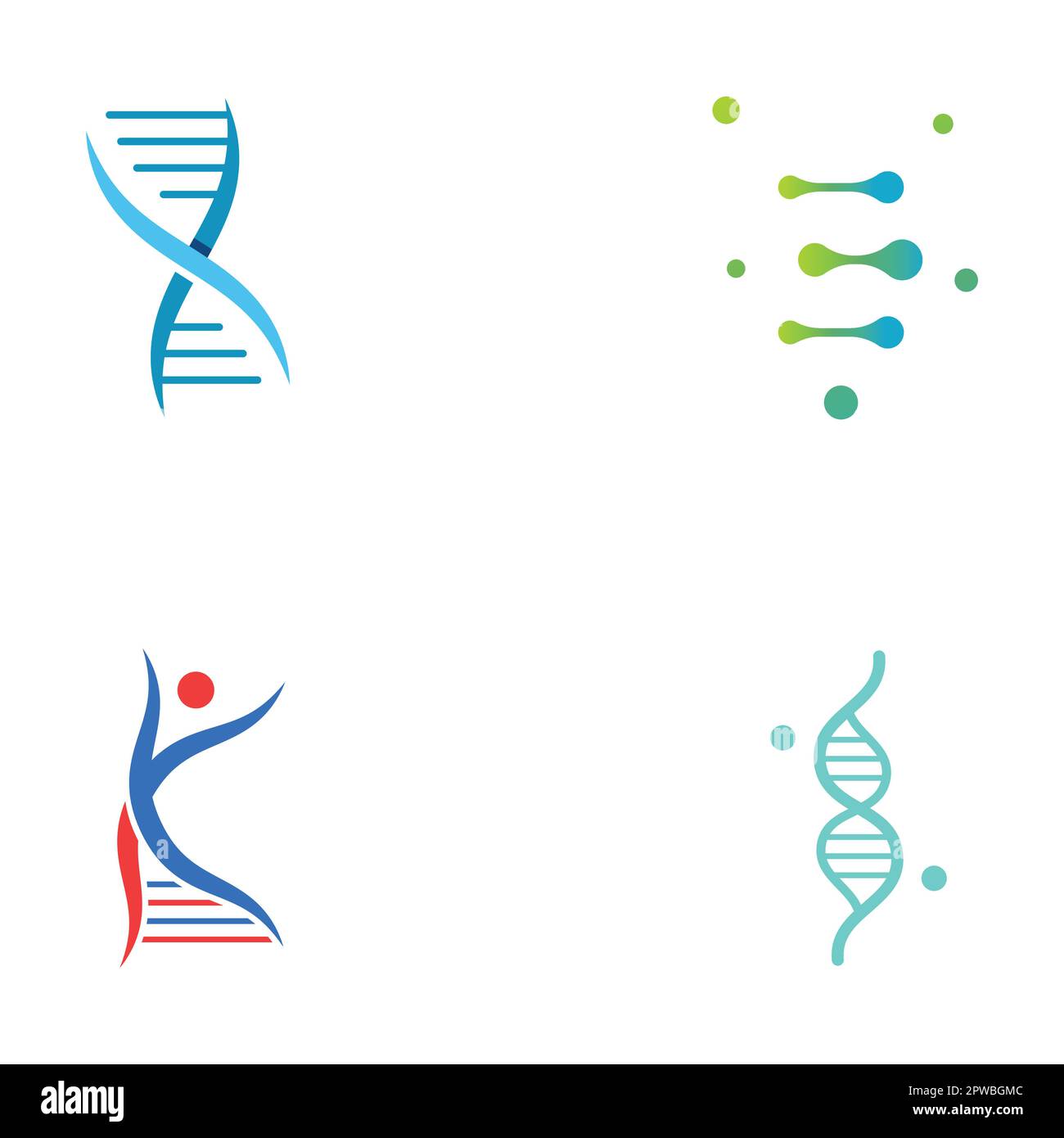 Logo design template DNA elements. Bio tech, DNA people, bio DNA, DNA spirals. Logos can be for science, pharmacy and medical. Stock Vector