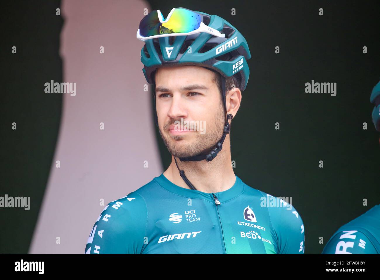 Candas, Spain, 29th April, 2023: The rider of the Kern Pharma Team, Hector Carretero during the 2nd stage of the Vuelta a Asturias 2023 between Candas and Cangas del Narcea, on April 29, 2023, in Candas, Spain. Credit: Alberto Brevers / Alamy Live News Stock Photo