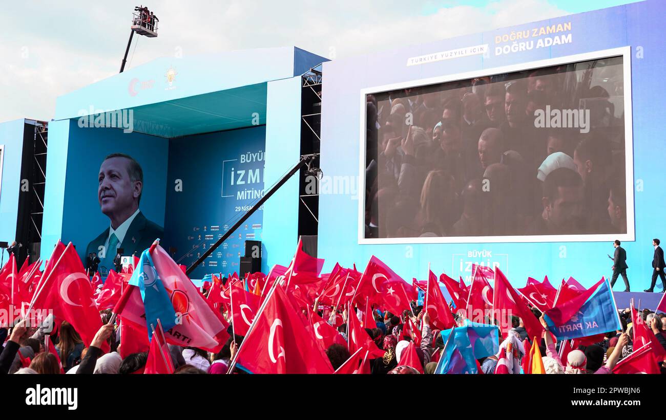 President Recep Tayyip Erdogan has attended the rally in Izmir as part ...