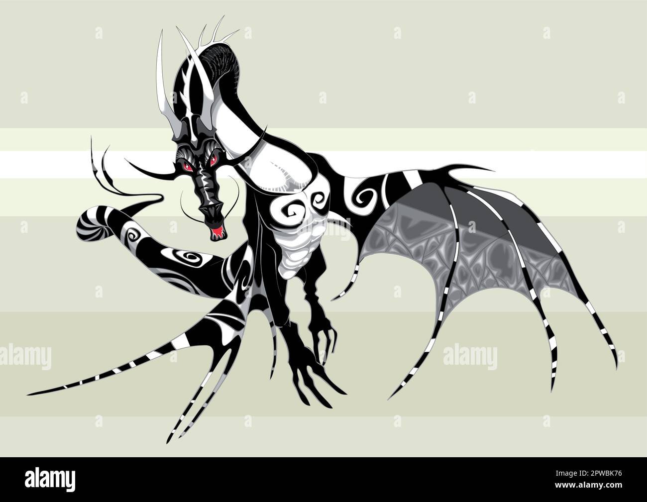 Vector illustration Black and White Dragon Stock Vector Image & Art