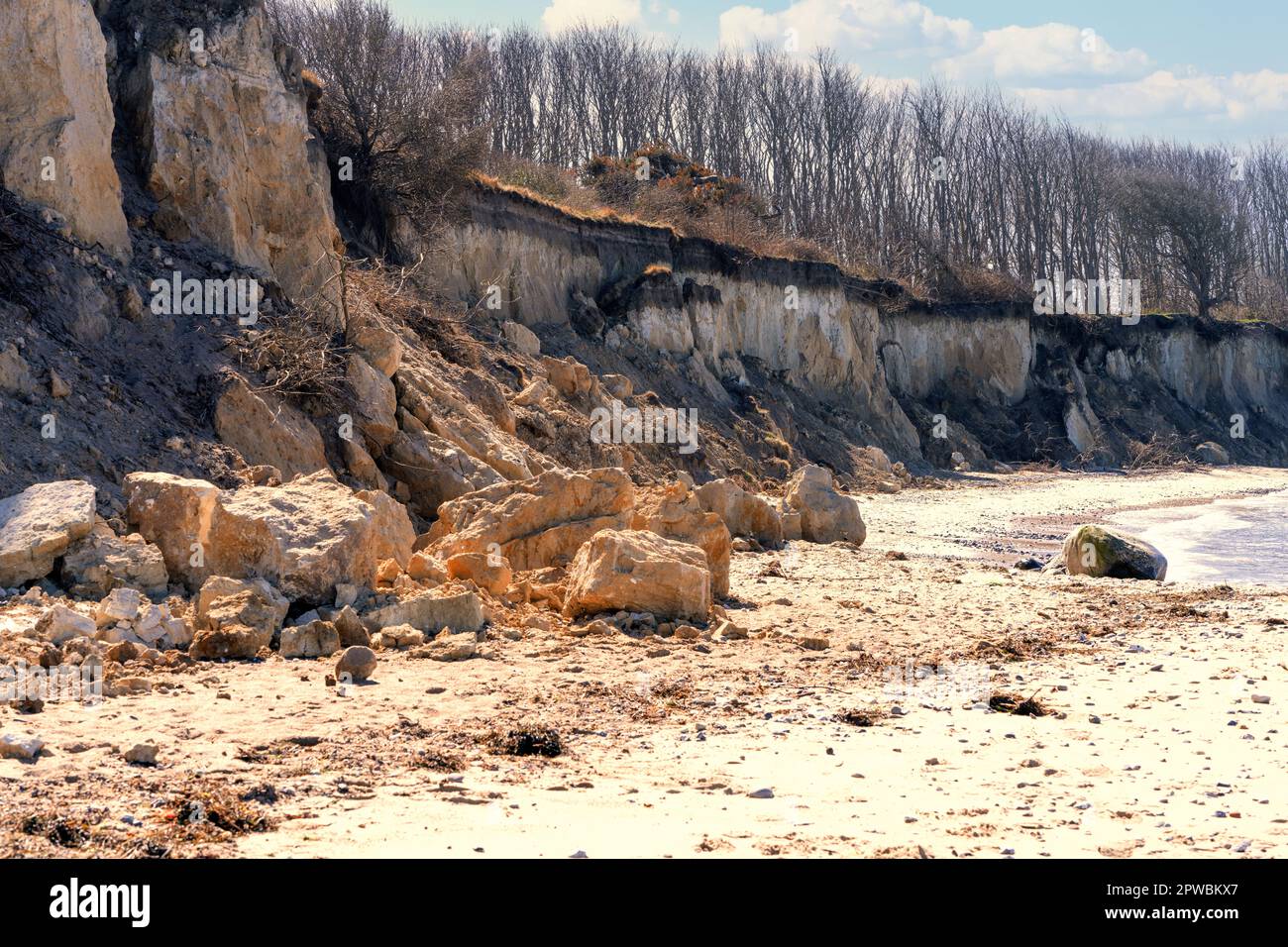 Erosion, sand and land erosion on the Baltic Sea beaches of Rügen and Usedom Stock Photo