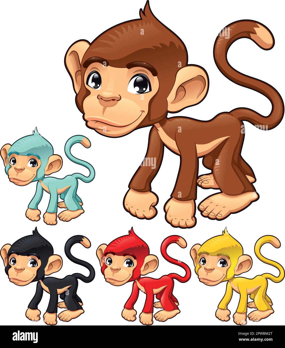 Funny monkey. Cartoon and vector isolated character Stock Vector