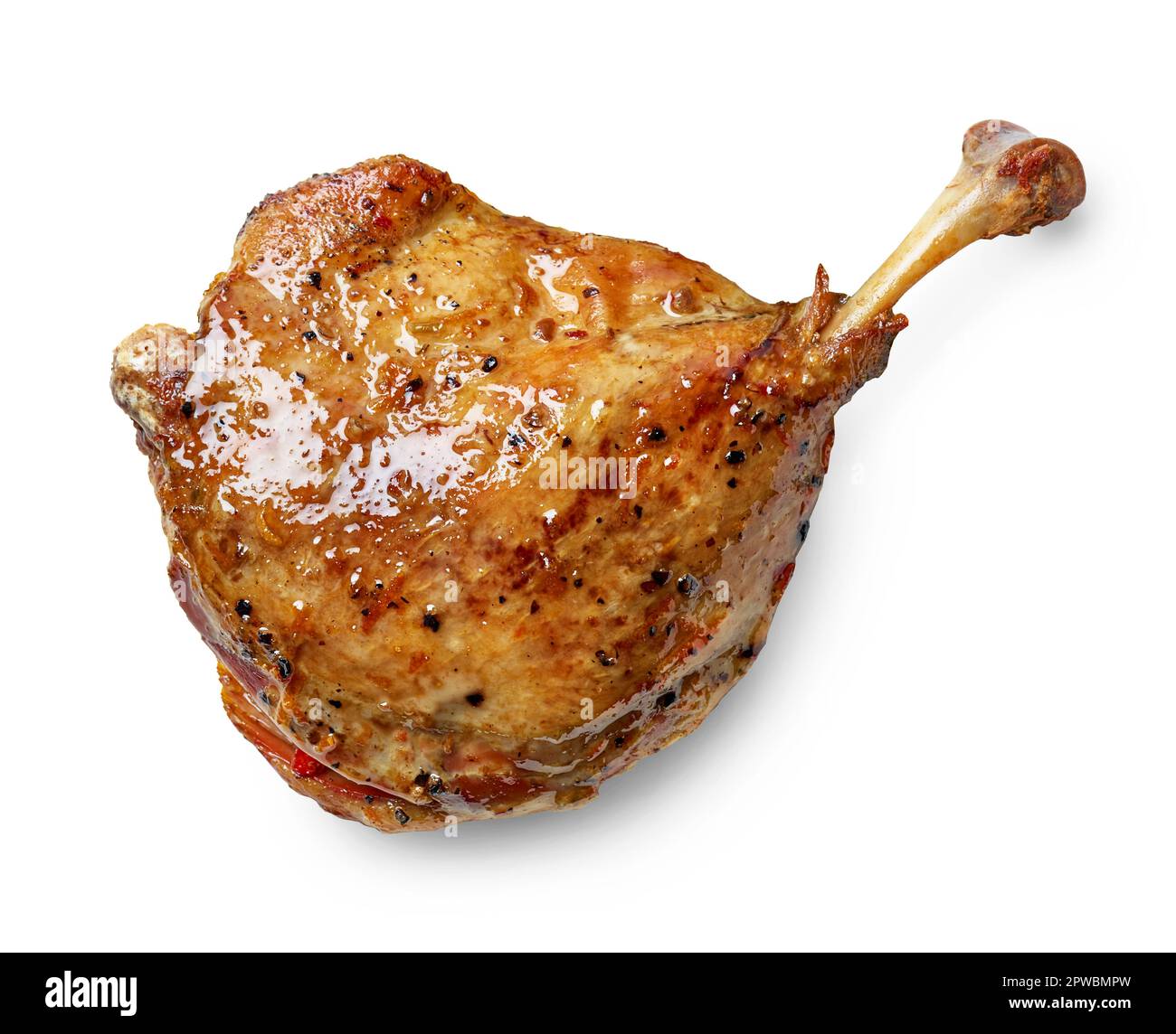 duck leg confit isolated on white background, top view Stock Photo