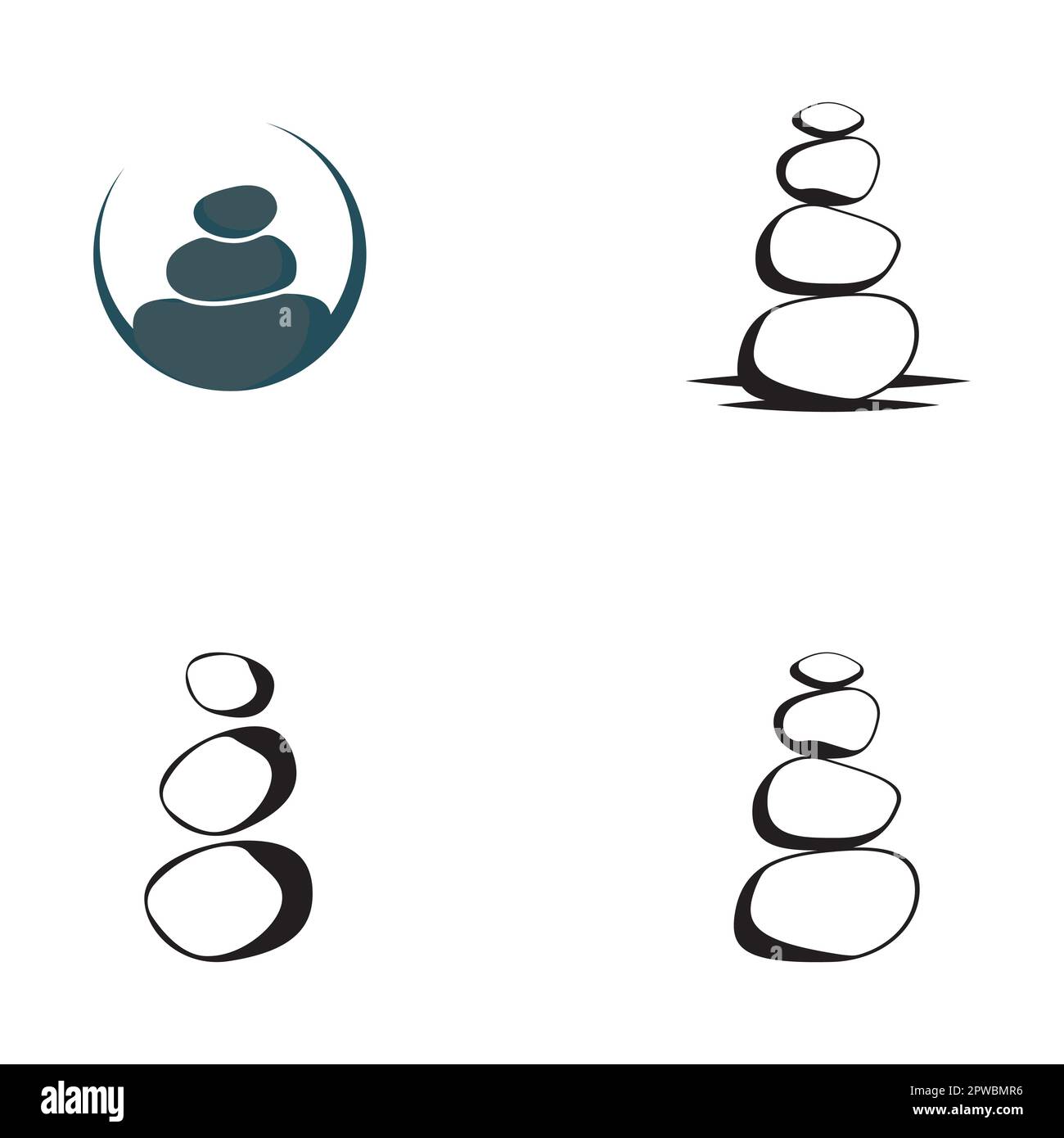 Minimalist zen stones logo, balancing stones, neatly stacked stones