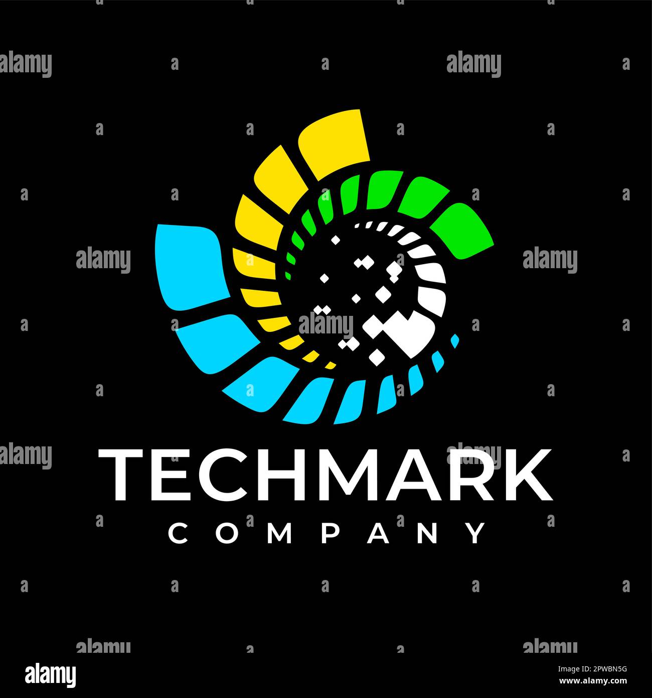 Digital pixel circle logo design. Modern dynamic technology abstract logo. Stock Vector