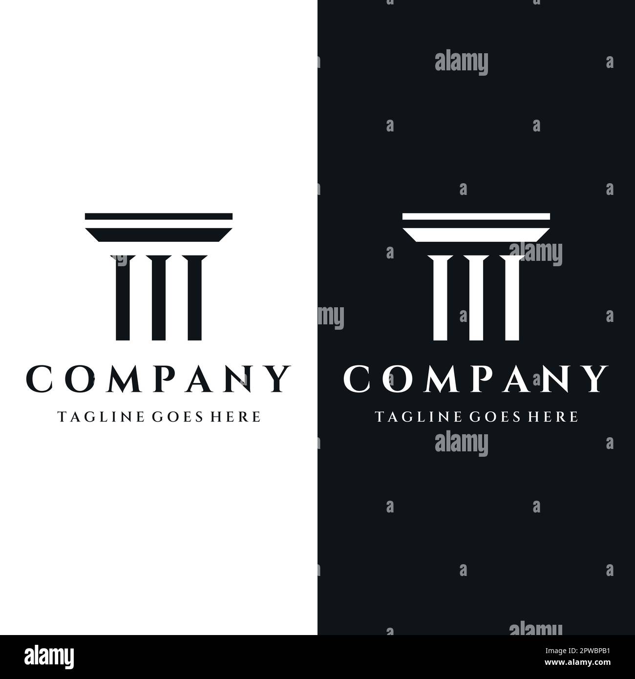 Ancient greek pillar or column building logo template design. Logos for
