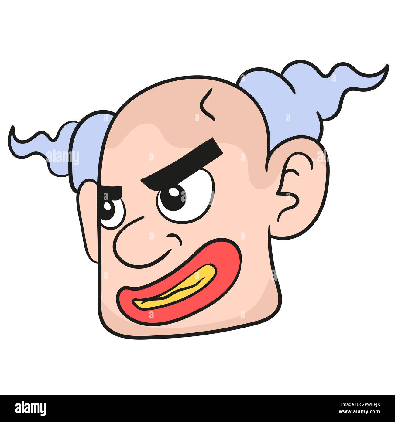 evil clown emoticon head. doodle icon image Stock Vector