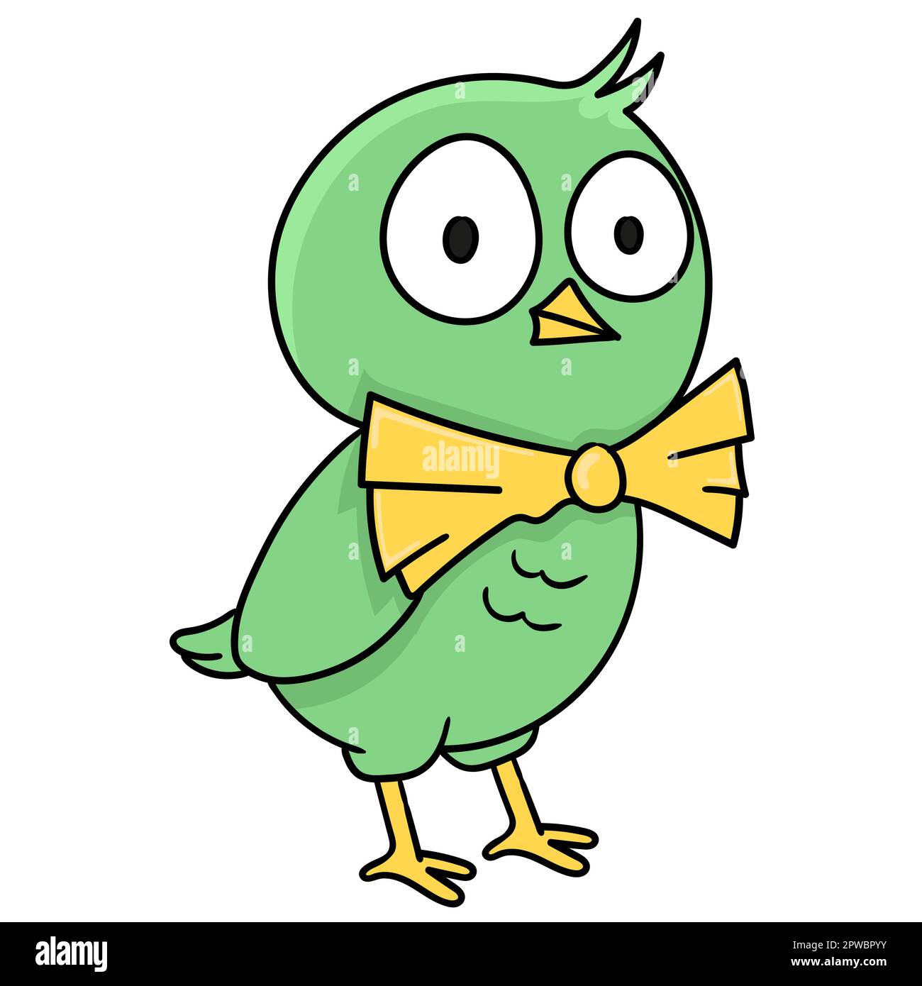 cute and funny green bird. doodle icon image Stock Vector