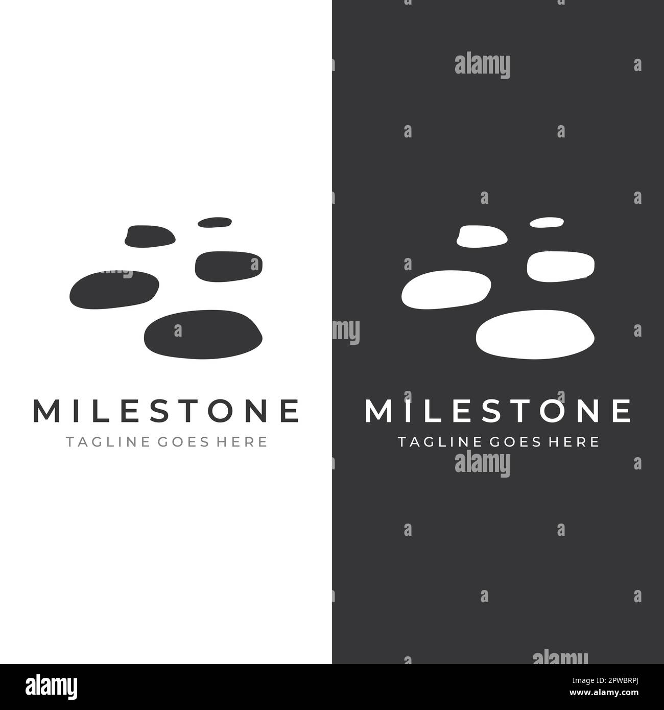 Logo design template stepping stone or walking stone Stock Vector Image
