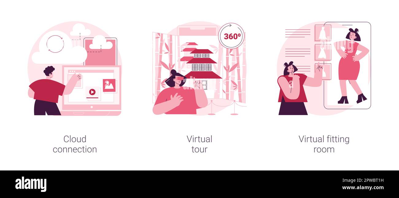 Online data transfer and virtual experience abstract concept vector