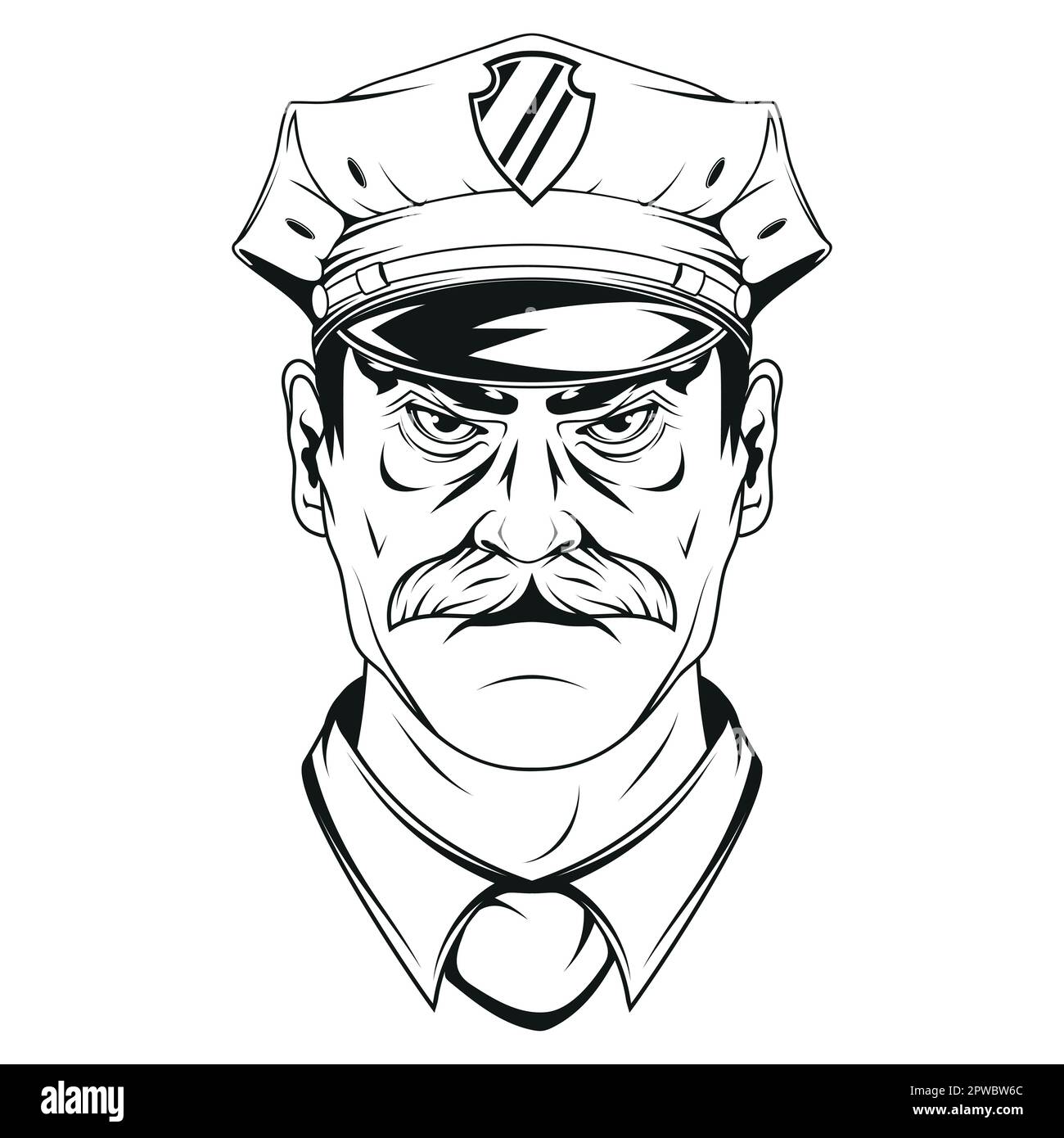 Policeman. Vector illustration of a sketch professional officer male. Traffic policeman job Stock Vector