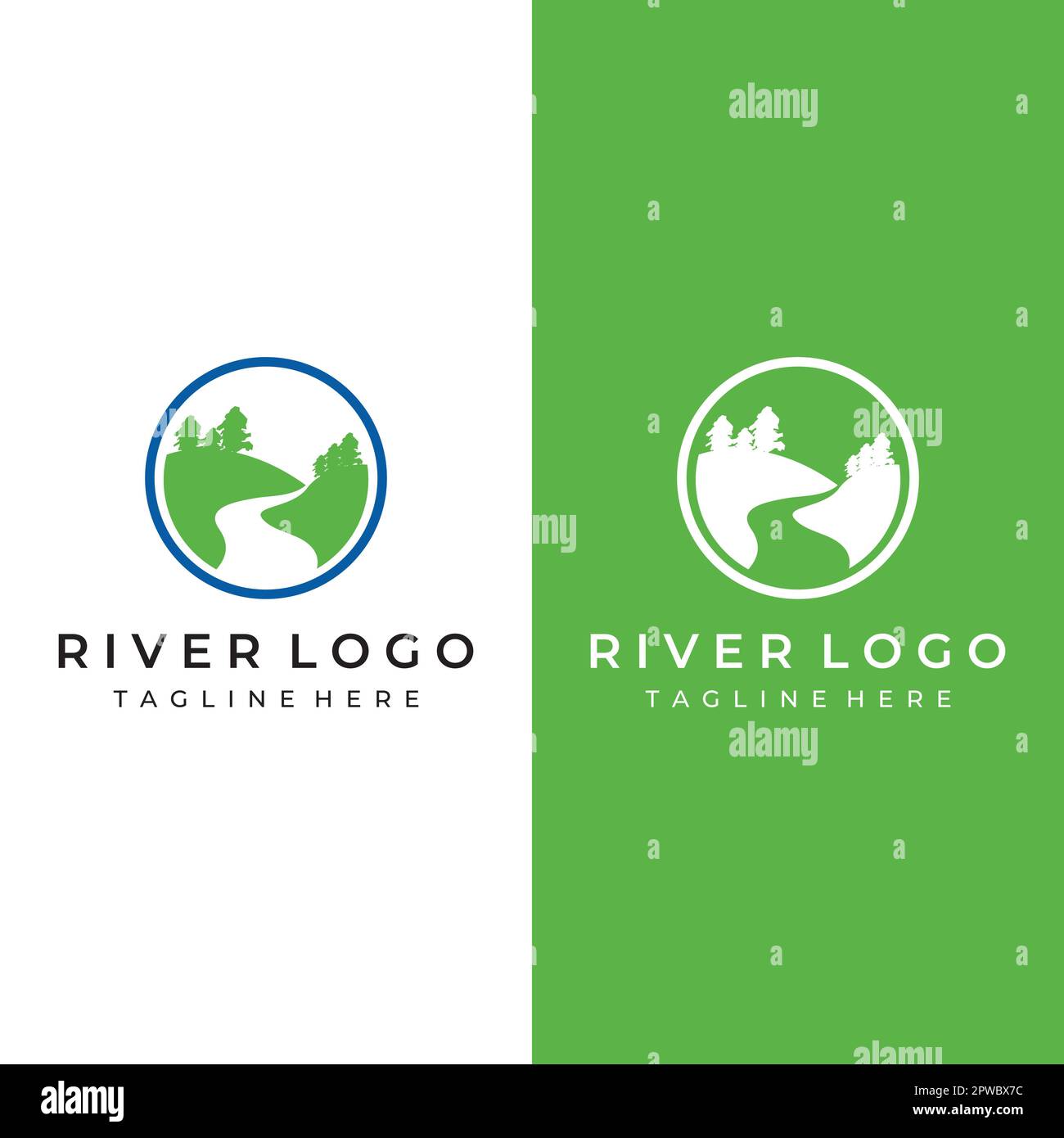 Scenery with mountains and rivers Stock Vector Images - Alamy