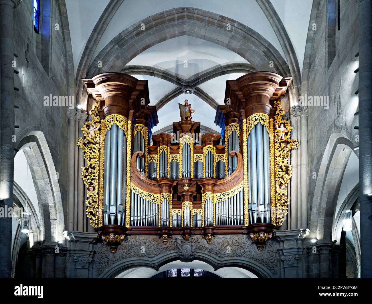 Organ in the Tholey Abbey Church, Saarland, Germany Stock Photo