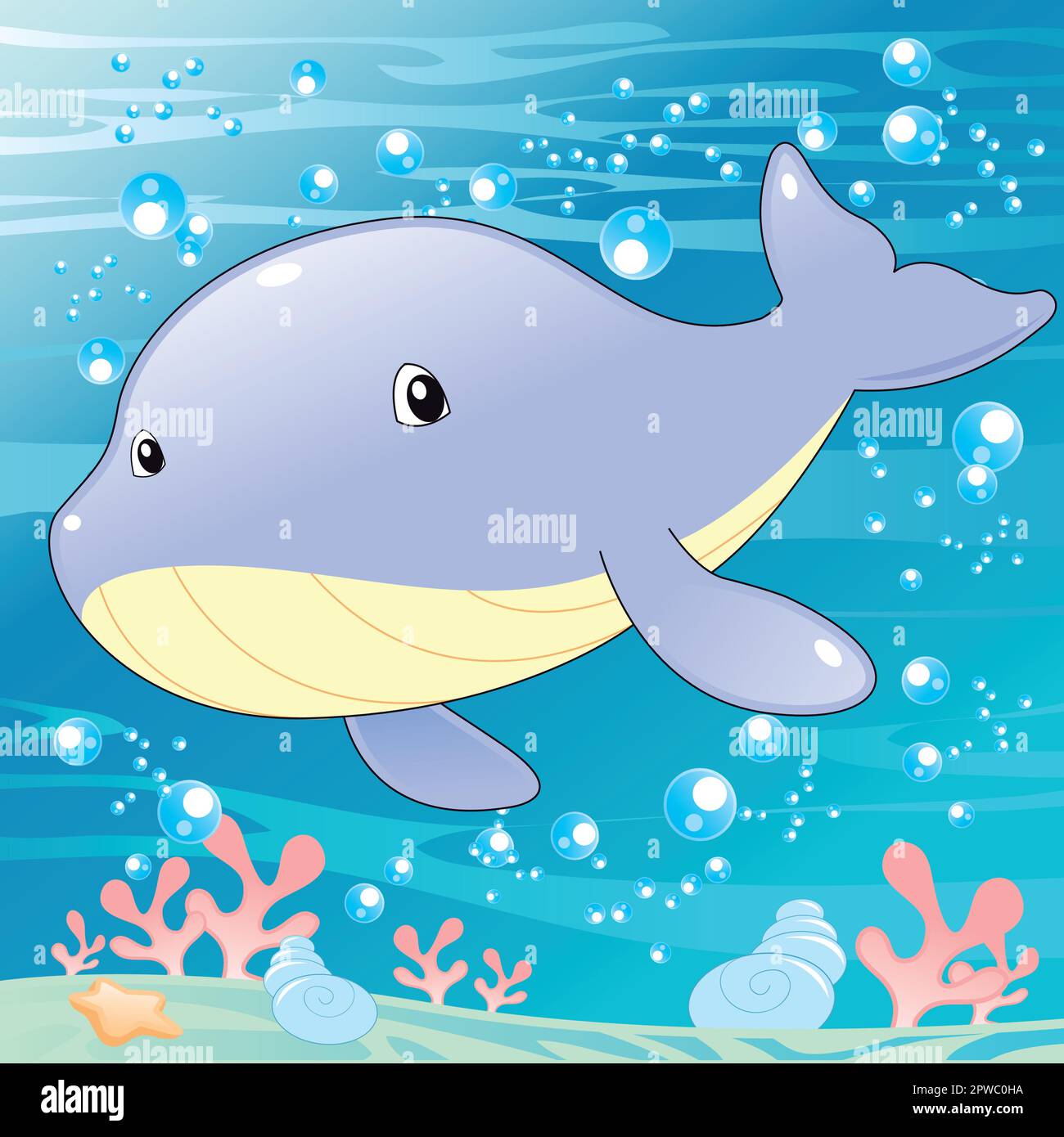 Baby Whale, vector and cartoon illustration Stock Vector