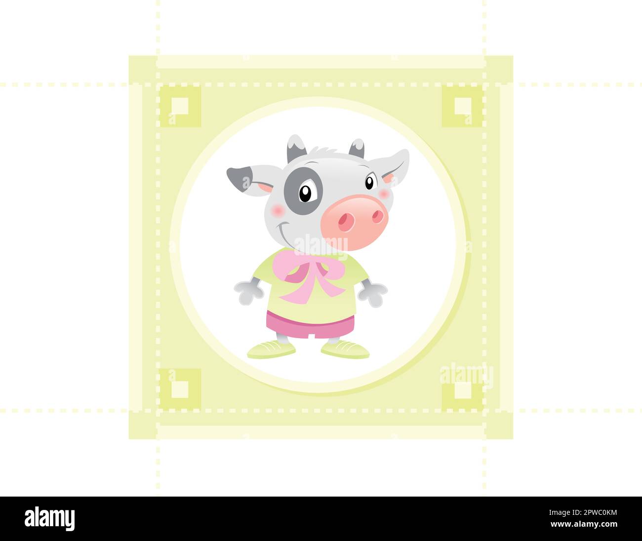 Baby Cow, funny cartoon and vector Illustration Stock Vector