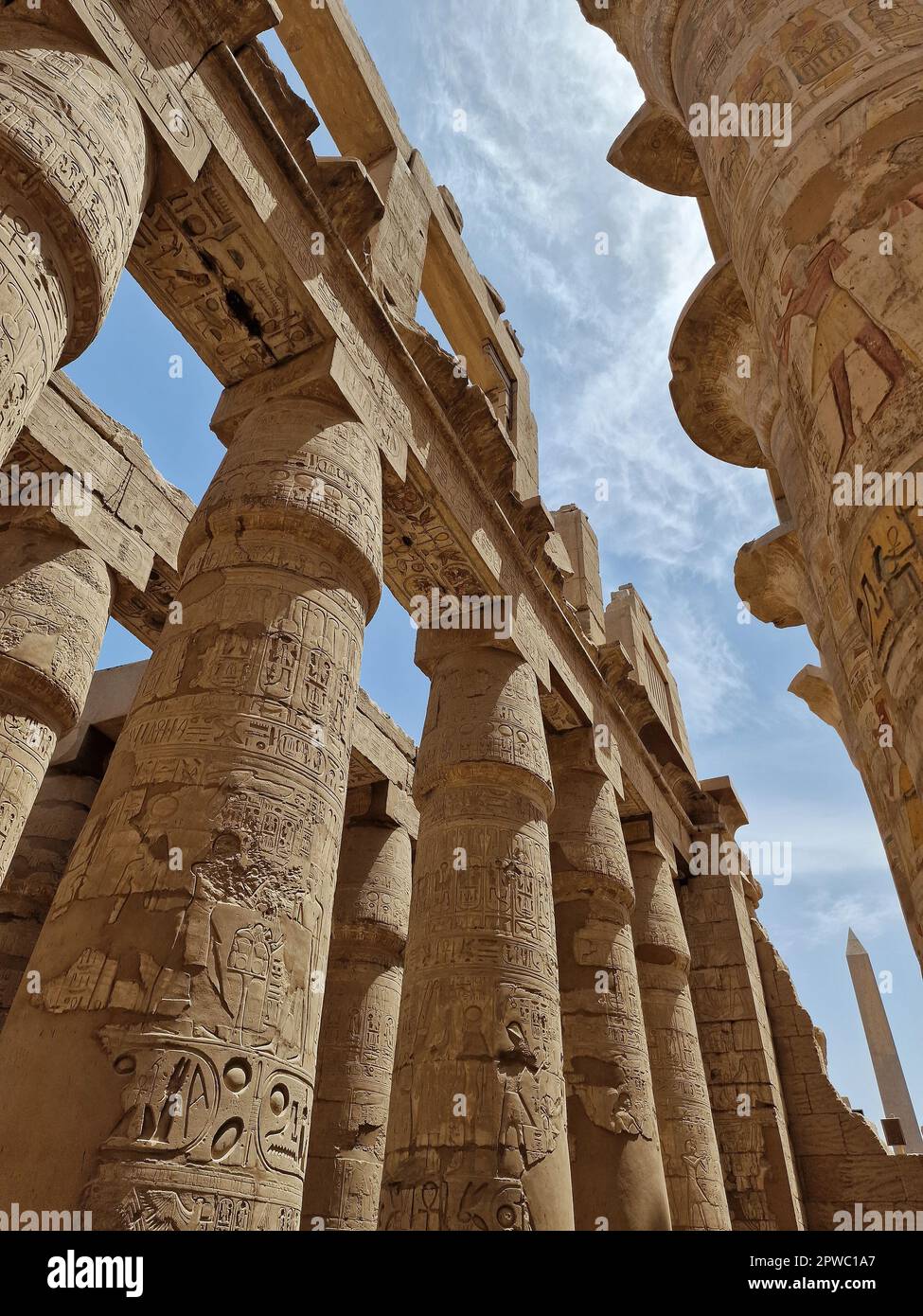 The Great Hypostyle Hall and clouds at the Temples of Karnak (ancient Thebes). Luxor, Egypt Stock Photo