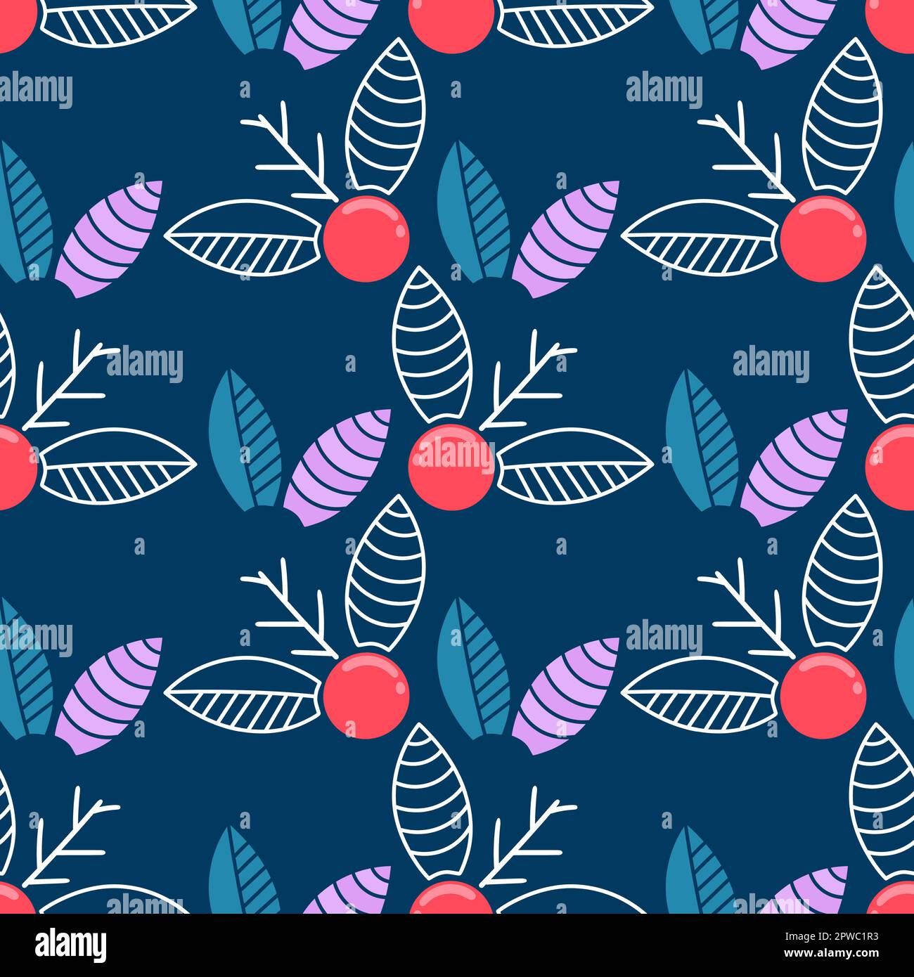 mint green holly berry holiday seamless background print. repeat ...