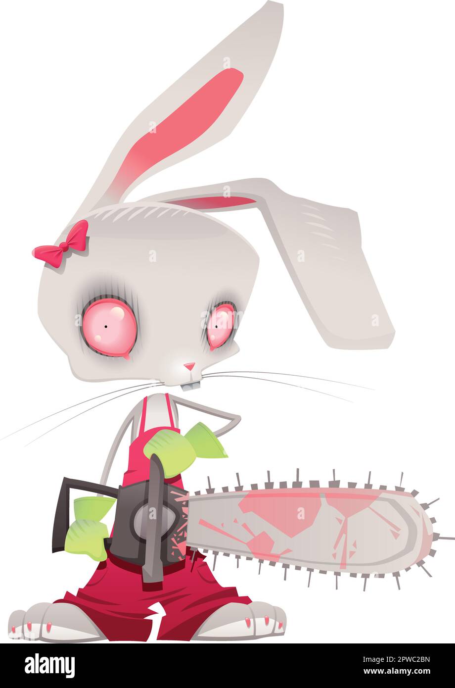 Horror bunny. Vector and cartoon illustration. Stock Vector