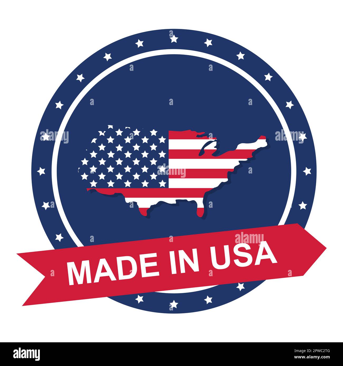 Round emblem with Made in USA inscription. Made in America. Vector