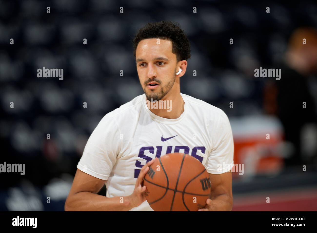 Phoenix suns guard landry shamet warms up before game 1 of an nba